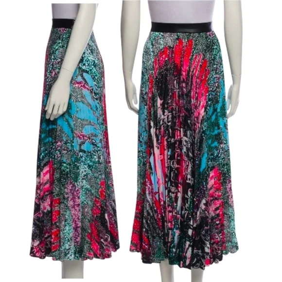 Christopher Kane “Mindscape” Pleated Midi Skirt – Size 6, Mutlicolor, NWT - Picture 3 of 13